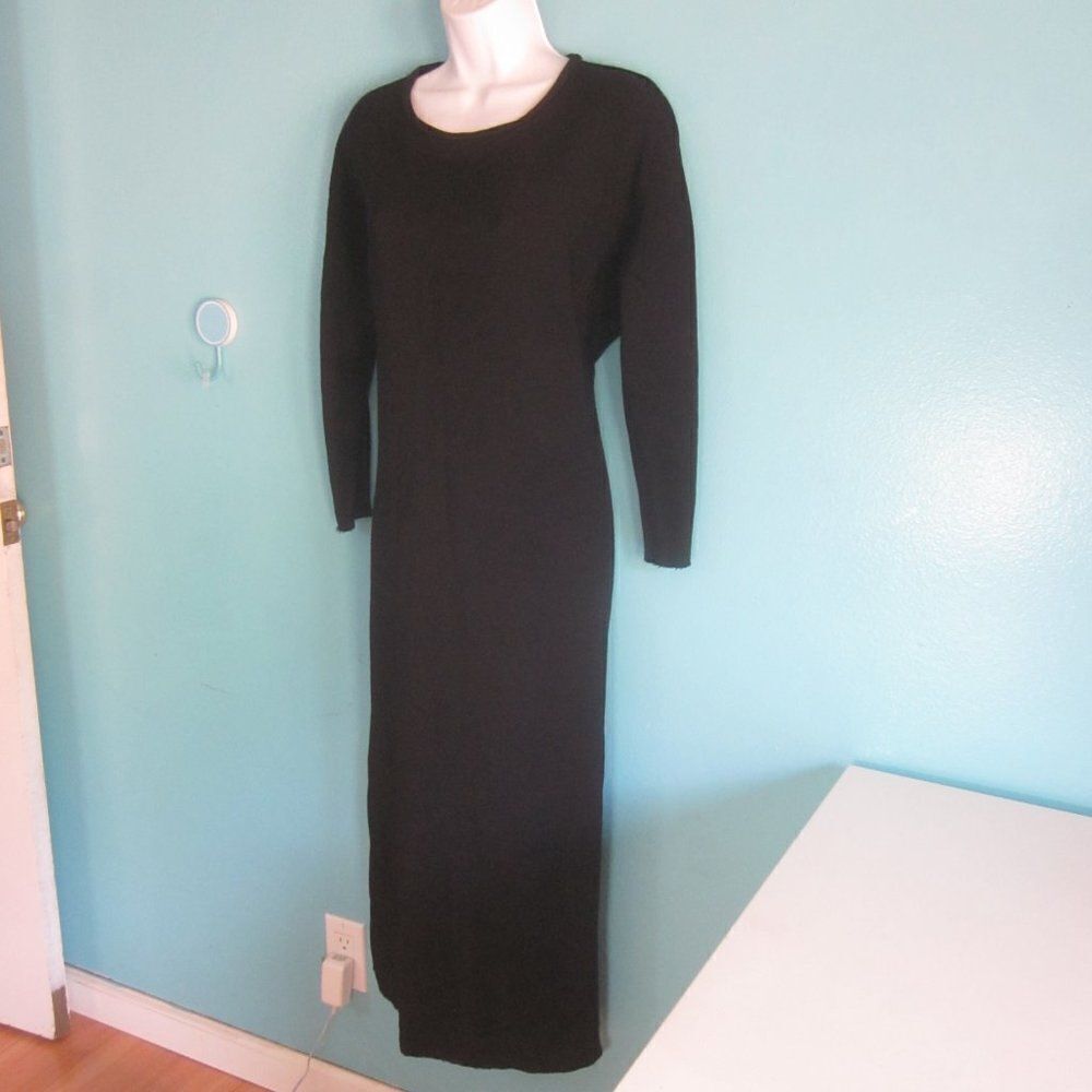 Isabel Marant Womens Size 42 Black Midi Sheath Dress of Mixed Materials Fits M - Picture 7 of 12